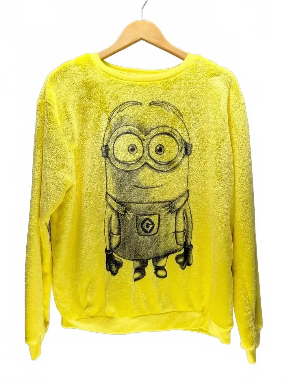 Despicable Me Minion Yellow Plush Sweatshirt Size L Cozy
